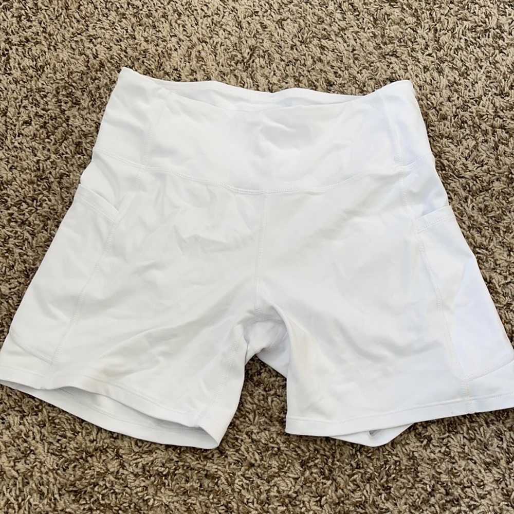 white biker shorts